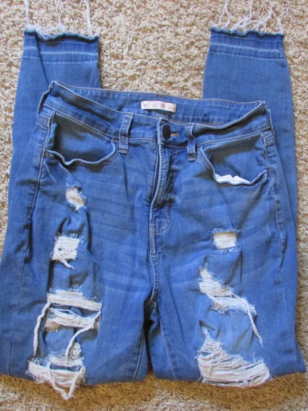 SO Super High Rise Curvy Jeggings 9 29W Tattered Distressed Stretch EUC